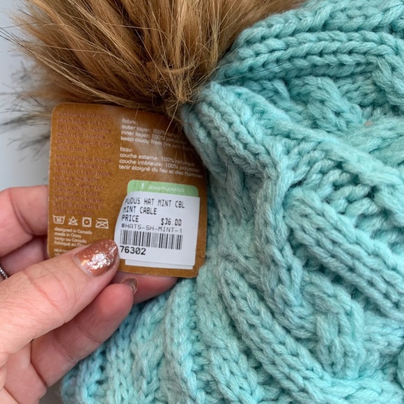 Pudus Mint Cable Knit Toque- NWT - Picture 4 of 5